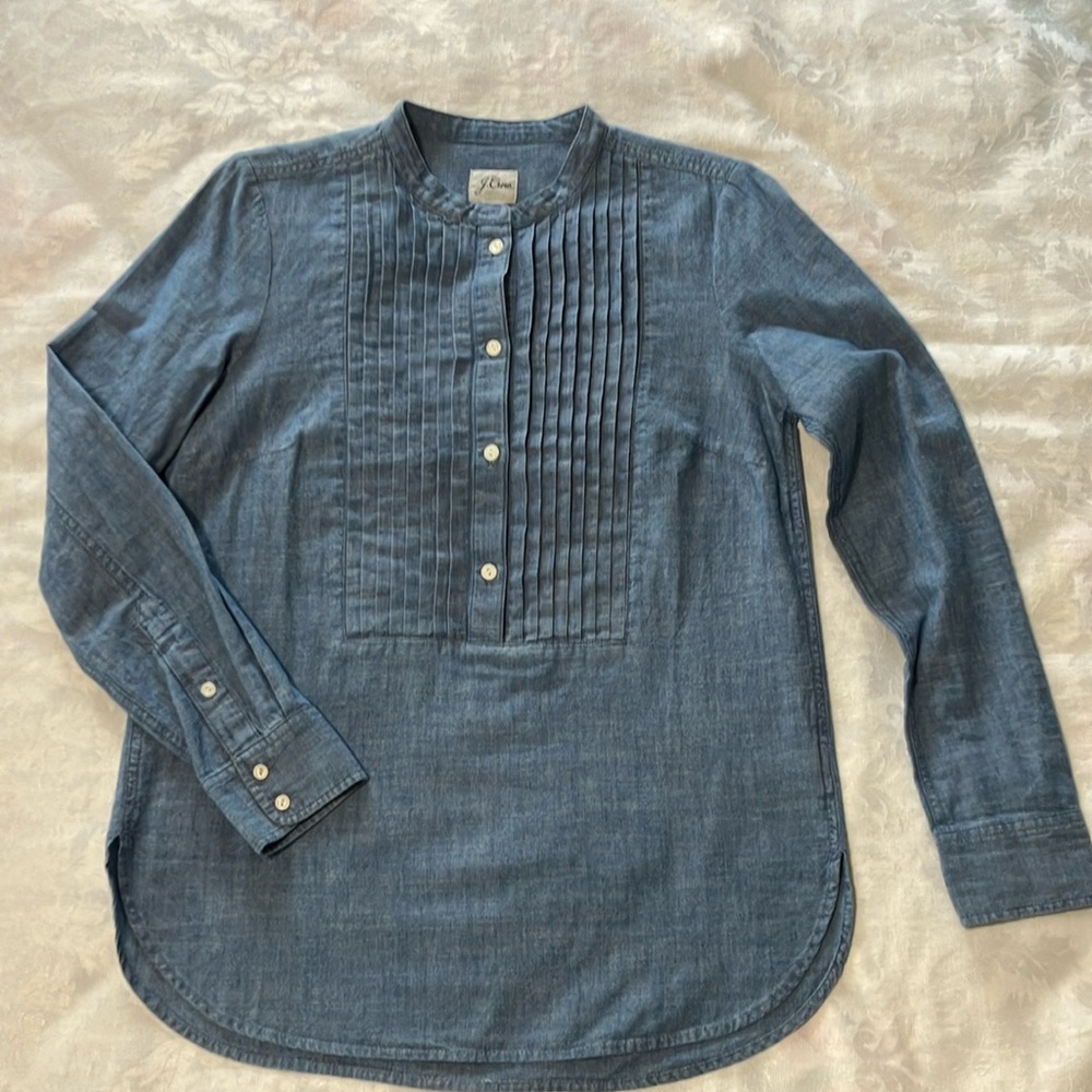 J Crew NWT Chambray Shirt with Pintucking